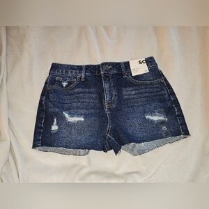 SO Dark Wash Distressed Denim Shorts - Women